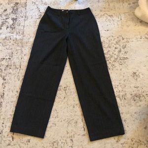 Dark grey, subtle white pinstripe trouser pants